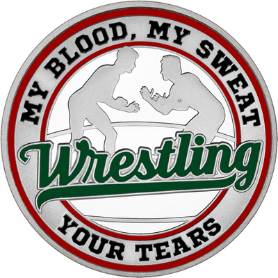 Dark Green "Wrestling" with Maroon Outer Circular Borders